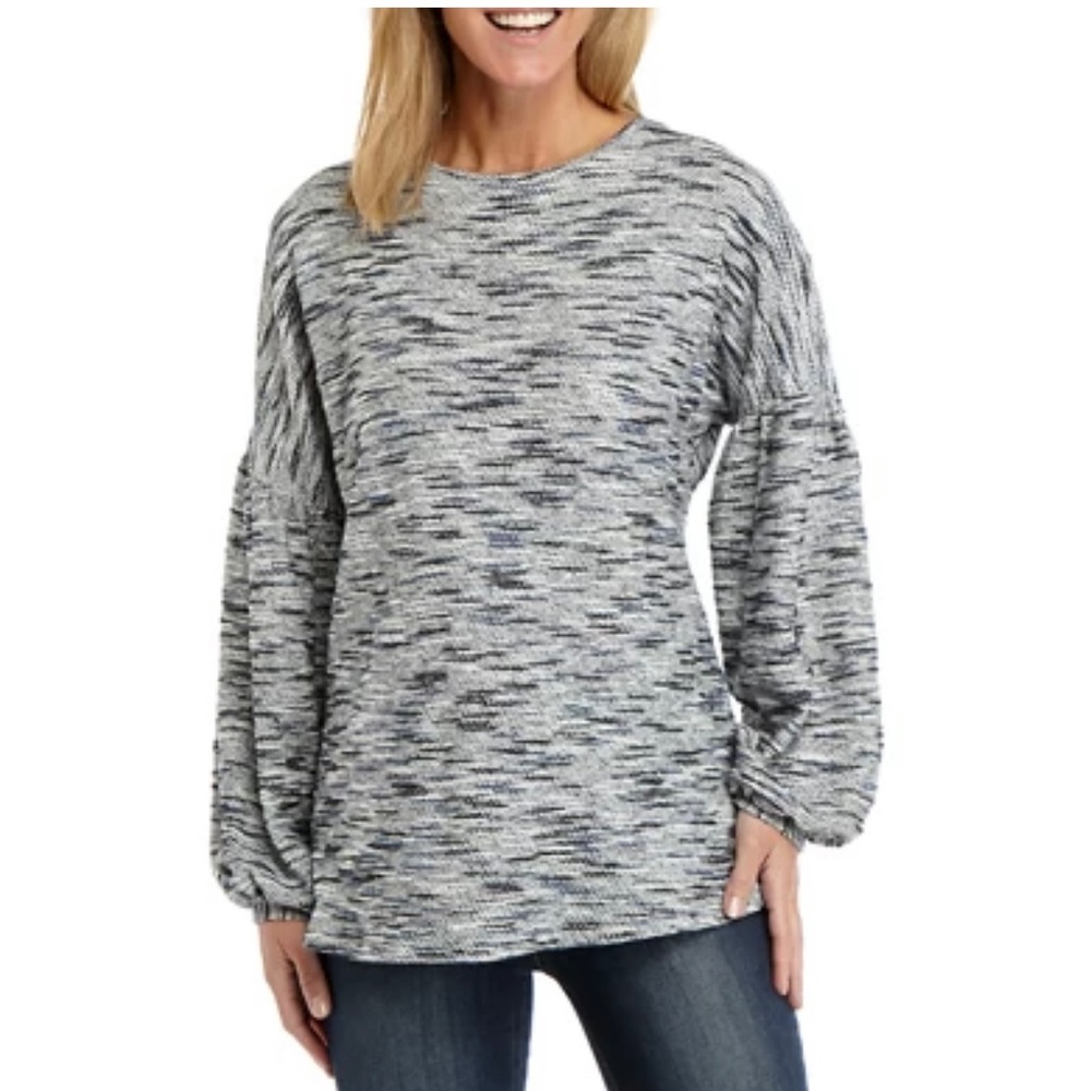 New Directions Jacquard Bubble Sleeve Pullover Size XL